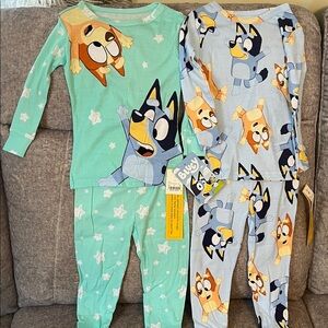 Two sets of BLUEY kids long sleeved pajamas new